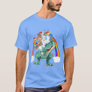 Shepherd Dog Unicorn Riding Dinosaur Tre Funny Chr T-Shirt