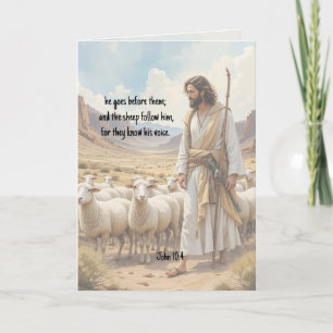Shepherd goes before them Bible Scripture Holiday Card