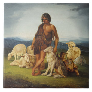 Shepherd in a Rural Landscape Tile