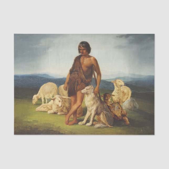 Shepherd in a Rural Landscape Tissue Paper (Front)