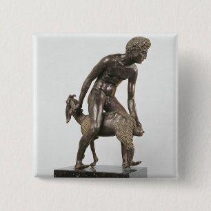 Shepherd milking a goat 15 cm square badge