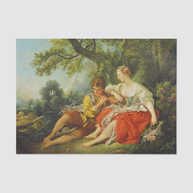 Shepherd Piping to a Shepherdess, Francis Boucher Tissue Paper (Front)