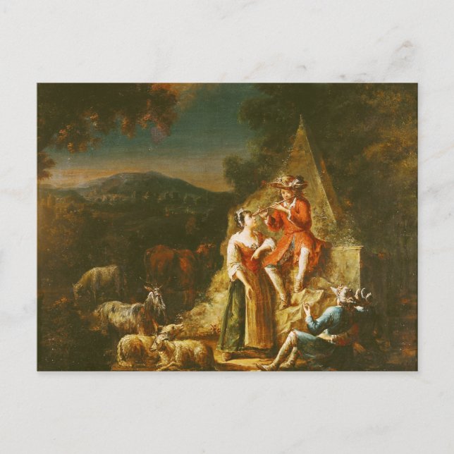 Shepherd Playing a Flute Postcard (Front)
