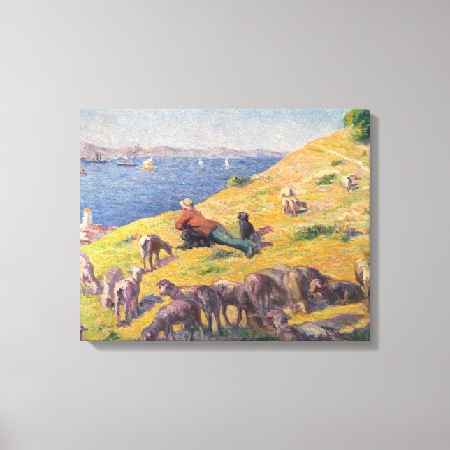 Shepherd Watching the Sea (by Maximilien Luce) Canvas Print (Front)