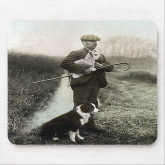 "Shepherd With Border Collie and Lamb"~Mousepad Mouse Pad
