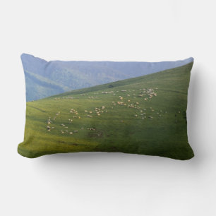 shepherd with flock of sheep lumbar cushion