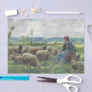 Shepherdess and Sheep by Julien Dupre Tissue Paper