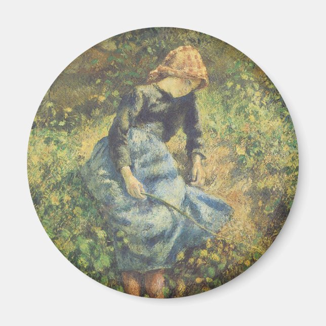Shepherdess by Camille Pissarro, Vintage Fine Art Magnet (Front)
