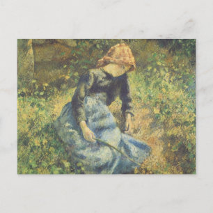 Shepherdess by Camille Pissarro, Vintage Fine Art Postcard