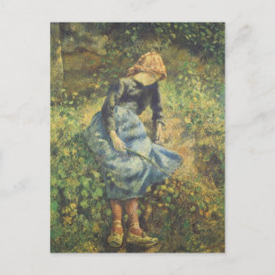 Shepherdess by Camille Pissarro, Vintage Fine Art Postcard