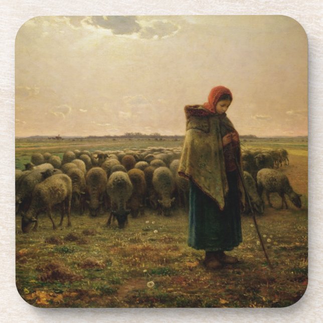 Shepherdess with her Flock, 1863 Coaster (Front)
