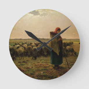 Shepherdess with her Flock, 1863 Round Clock