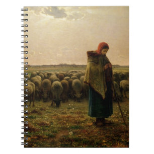 Shepherdess with her Flock, 1863 Spiral Notebook