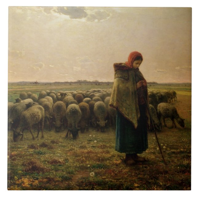 Shepherdess with her Flock, 1863 Tile (Front)