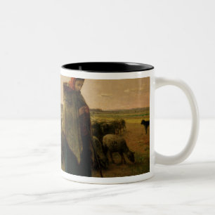 Shepherdess with her Flock, 1863 Two-Tone Coffee Mug