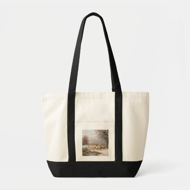 Shepherdess with her Flock in a Winter Landscape ( Tote Bag (Front)