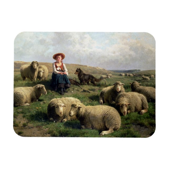 Shepherdess with Sheep in a Landscape Magnet (Horizontal)