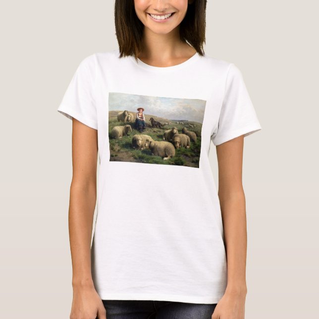 Shepherdess with Sheep in a Landscape T-Shirt (Front)
