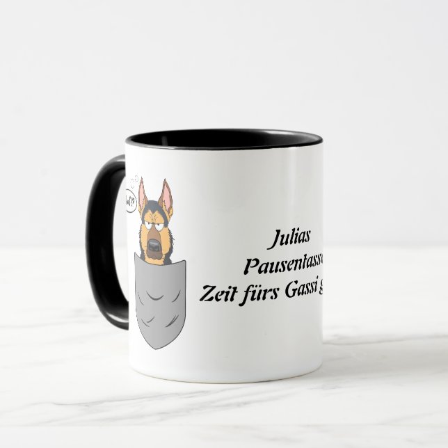 Shepherd's dog in chest pocket mug (Front Left)