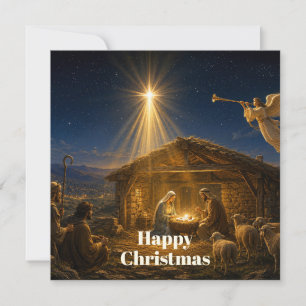 Shepherds gather at the Nativity Holiday Card