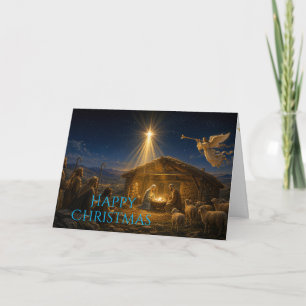Shepherds gather at the Nativity Holiday Card