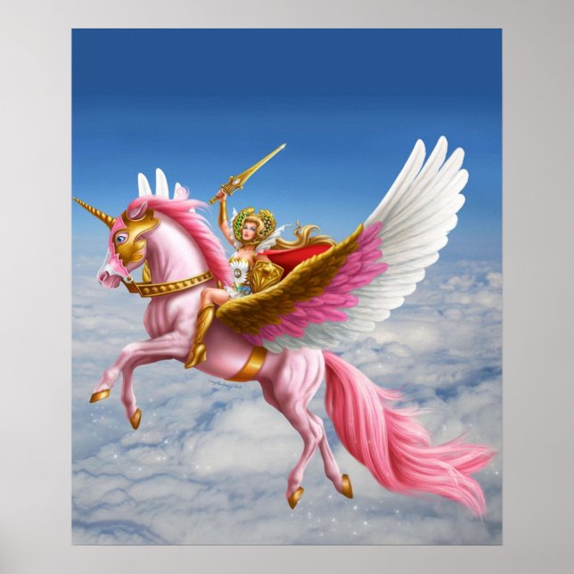 SheRa and Swiftwind soaring in the clouds Poster (Front)