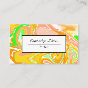 Sherbert Swirls Marble Abstract Fluid Art   Business Card
