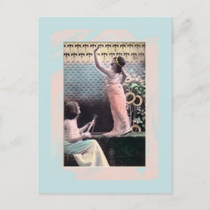 Sherbet colour dresses  Victorian ladies Postcard