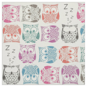 sherbet owls light fabric