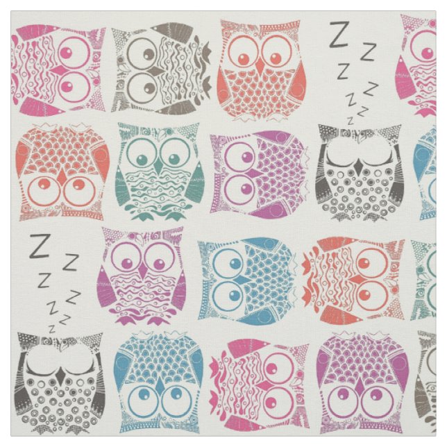 sherbet owls light fabric (Swatch)