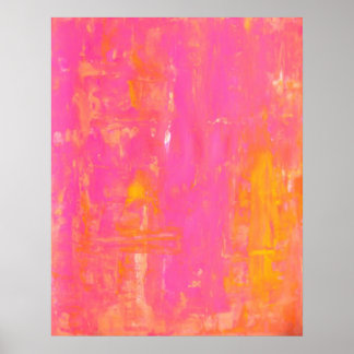 'Sherbet' Pink and Yellow Abstract Art Poster