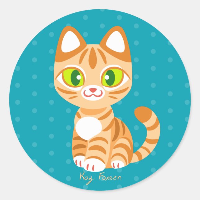 Sherbet the Orange Tabby Cat Classic Round Sticker (Front)