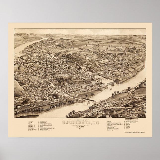 Sherbrooke, Québec, Canada Panoramic Map - 1881 Poster (Front)