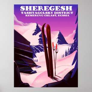 Sheregesh ,Kemerovo Oblast Russia ski travel print