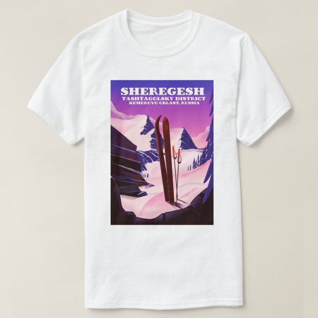 Sheregesh ,Kemerovo Oblast Russia ski travel print T-Shirt (Design Front)