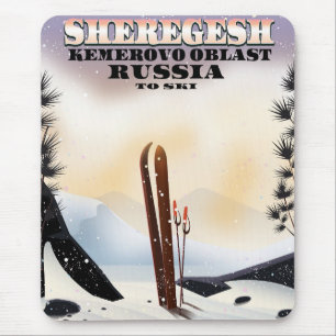 Sheregesh Russia ski travel poster. Mouse Pad