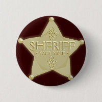 Sheriff Badge Cowboy Western Party Button Golden