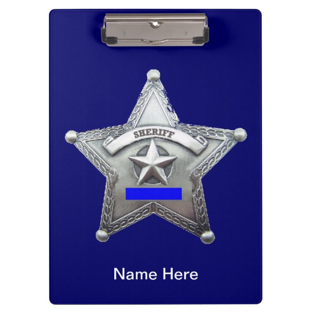 Sheriff Badge Custom Acrylic Clipboard (Front)
