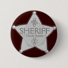 Sheriff Badge Wild West Party Button Silver