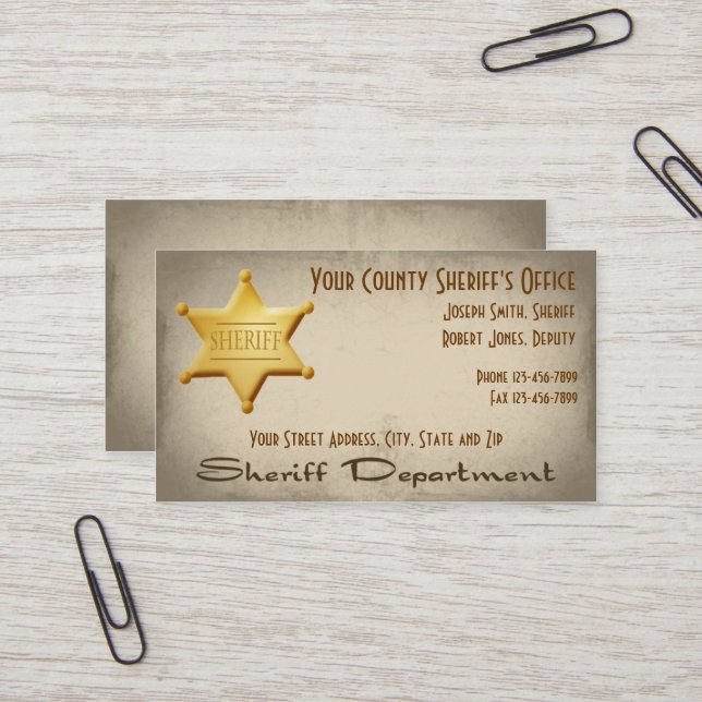 Sheriff Business Card (Front/Back In Situ)