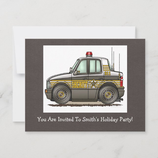 Sheriff Car Patrol Car Invitation (Front)
