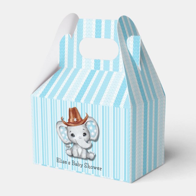 Sheriff Cowboy Elephant Baby Shower Favour Box (Front Side)