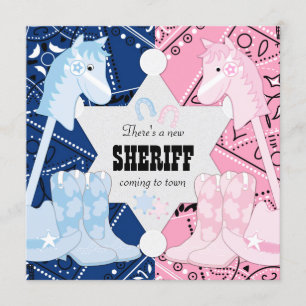 Sheriff Cowboy Gender Reveal Party Invitation