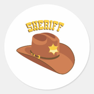 Sheriff Cowboy Hat Classic Round Sticker