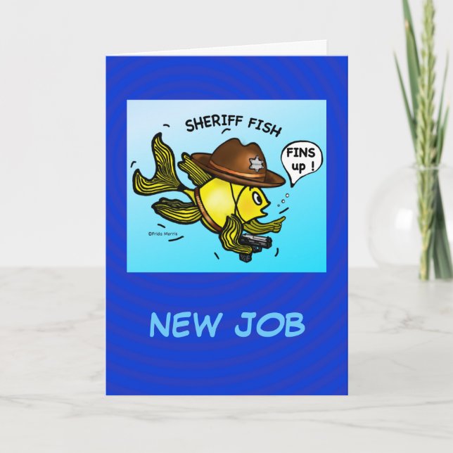SHERIFF FISH - funny cute Sparky Cartoon Holiday Card (Front)