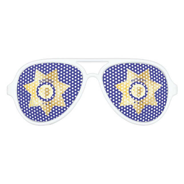 Sheriff Gold Badge Fun Law Enforcement Party Aviator Sunglasses (Front)