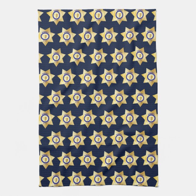 Sheriff Gold Star Badge Fun Tea Towel (Vertical)