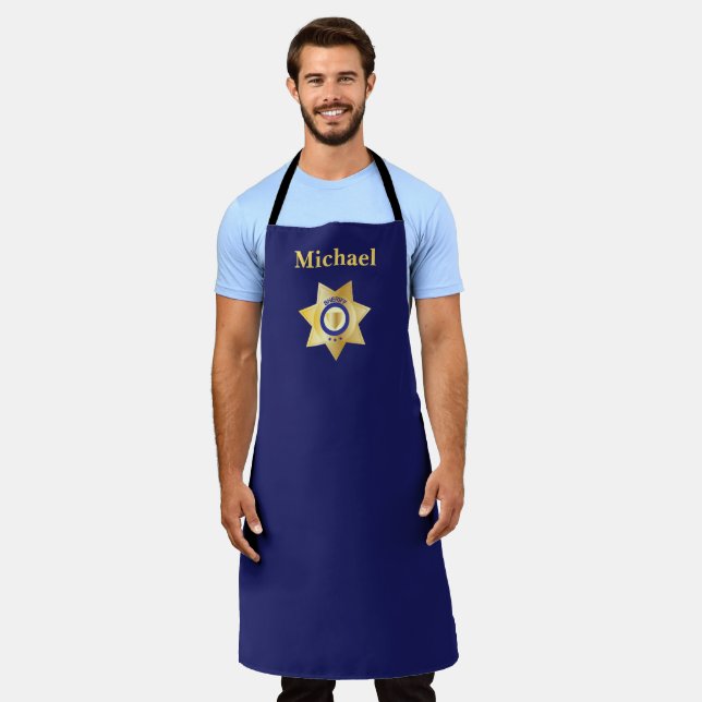 Sheriff Gold Star Badge Personalised Apron (Worn)