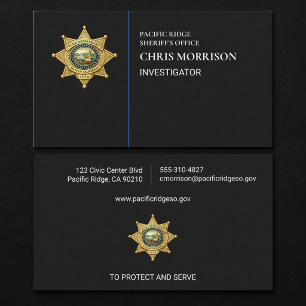 Sheriff Investigator Law Enforcement  Business Card