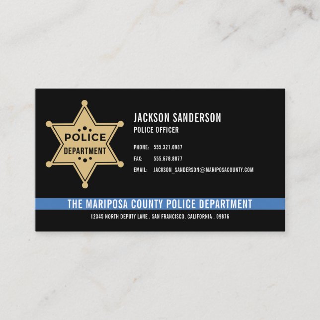 Sheriff Police Department Law Enforcement Logo Business Card (Front)